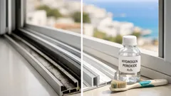 Καθαρισμός οδηγών παραθύρων με οξυζενέ: το κόλπο για να φύγει η μαυρίλα χωρίς τρίψιμο